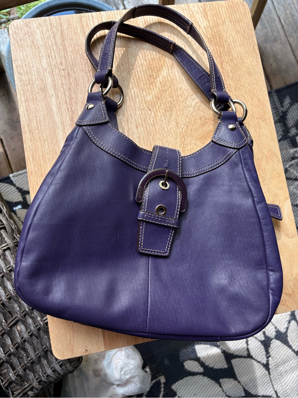 Leather shoulder bag, Coach Soho Lynn Hobo with Buckle
